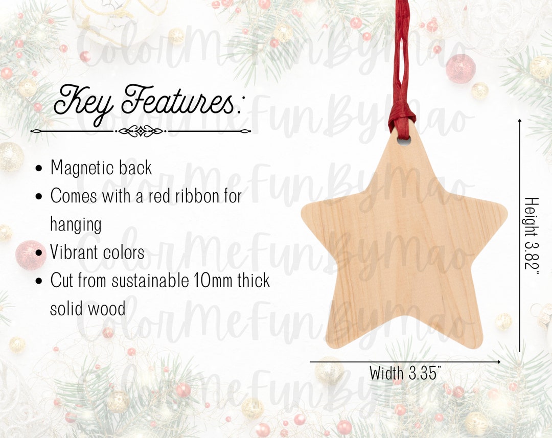 Wooden Star Ornament Size Chart Key Features and Size Guide Etsy