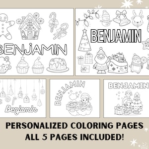 Personalized Christmas Coloring Pages for Kids Christmas Coloring Pages Custom Name Coloring Pages Personalized Gift for Kids Christmas Gift