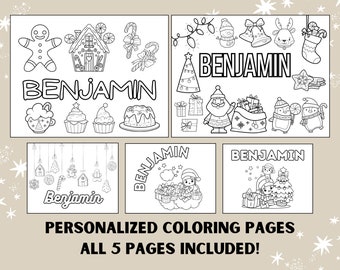 Personalized Christmas Coloring Pages for Kids (Digital Download)