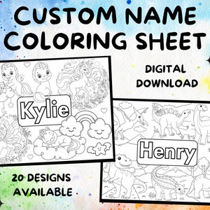 Custom Name Coloring Sheet Personalized Name Coloring Page Gift For Kids Printable Personalized Name Coloring Page Custom Digital Download