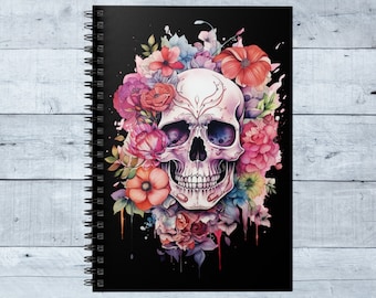 Floral Skull Spiral Notebook: Gothic Dark Academia Journal