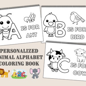 Personalisiertes Tieralphabet-Malbuch für Kinder