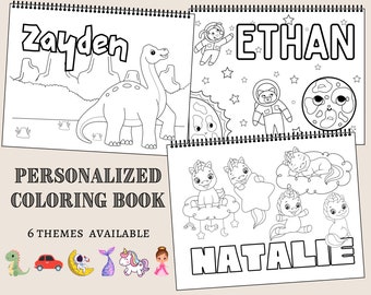 Personalized Kids Coloring Book: Custom Name, 6 Themes