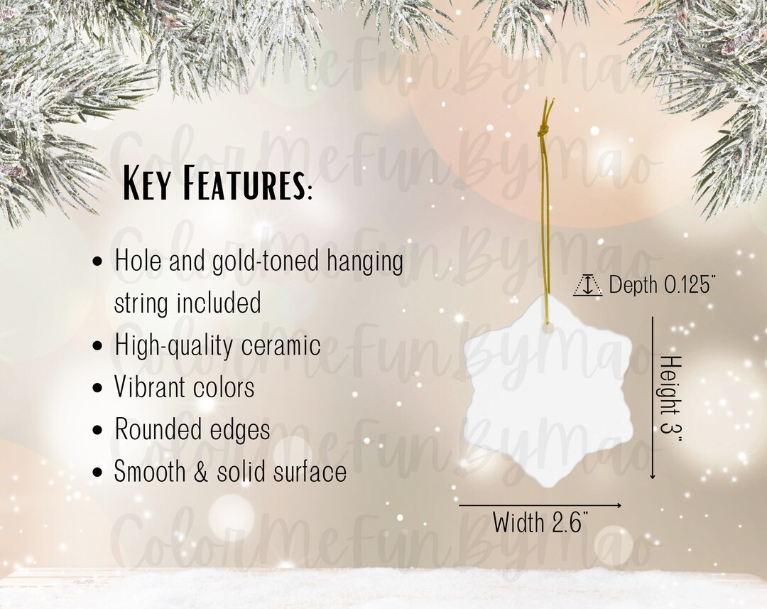Snowflake Ceramic Ornament Size Chart: Canva Template (digital Download ...