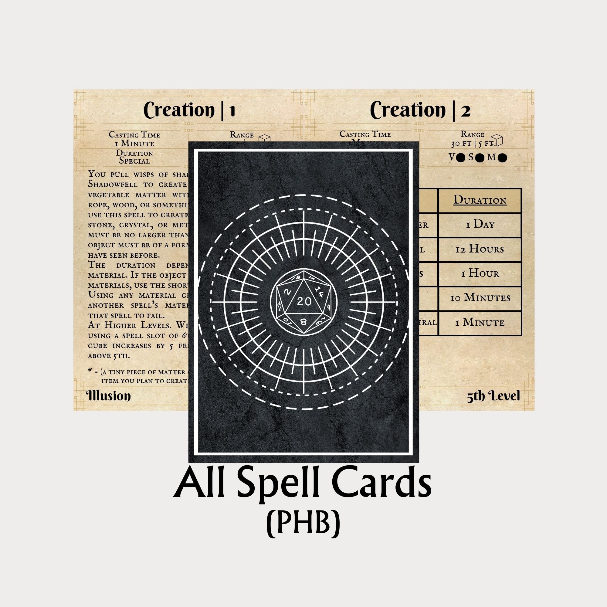 Dnd Spell Cards PHB Etsy