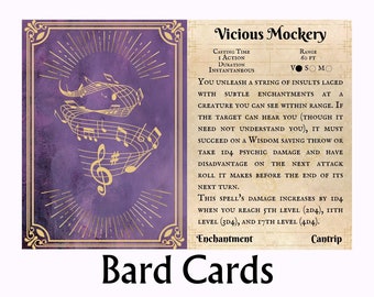 Bard Spell Cards