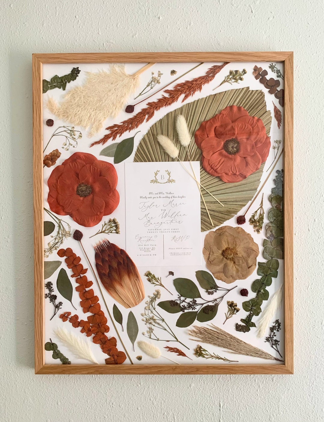 Custom Pressed Flowers Wedding Bouquet Preservation Pressed Wedding