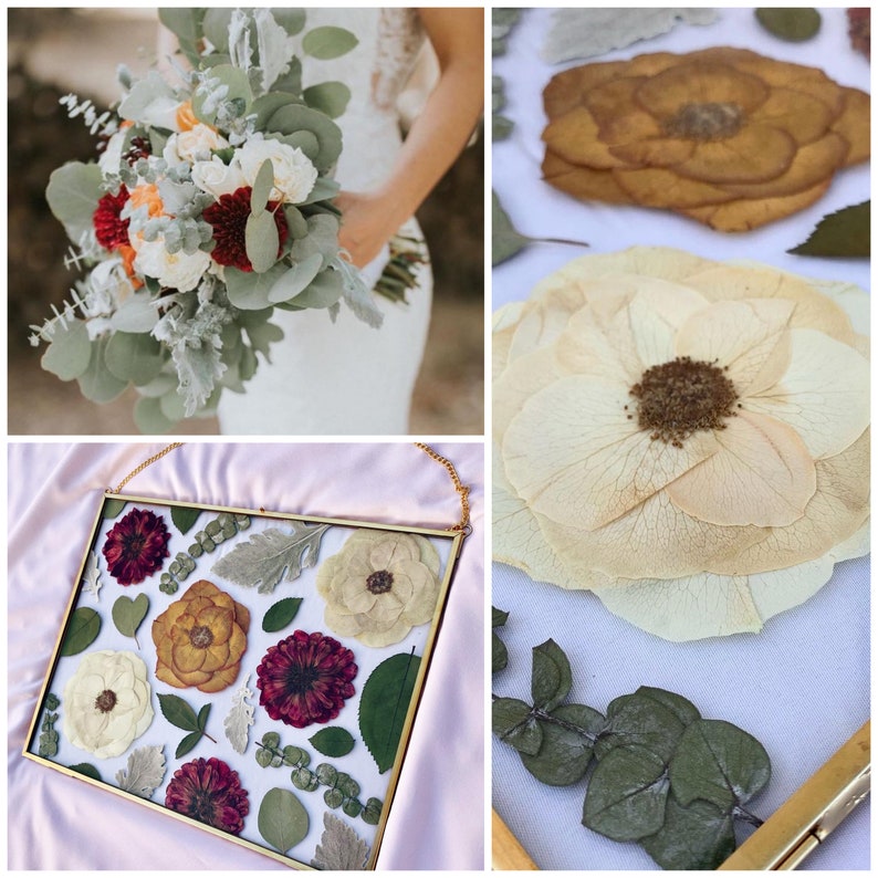 Custom Pressed Flowers Wedding Bouquet Preservation Etsy