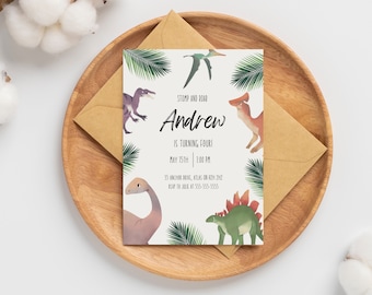 Dinosaur Birthday Invitation Template