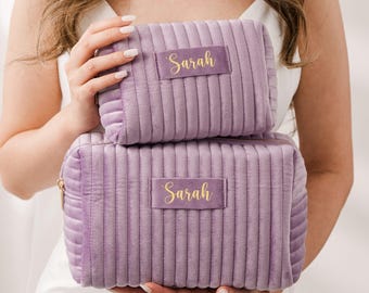 Custom Velvet Makeup Bag, Bridesmaid Proposal Gift, Personalized Cosmetic Bag, Wedding Favors, Gift for Her, Birthday & Christmas Gift