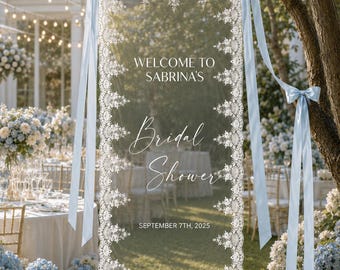 Custom Lace Wedding Welcome Sign, Personalized Lace Banner, Fabric Ceremony Signage, Bridal Shower Sign, Reception Decor