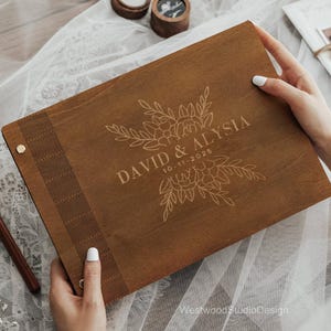 Personalized Wooden Guest Book – Custom Wedding Photo Album, Keepsake for Couples & Wedding Gifts image 2