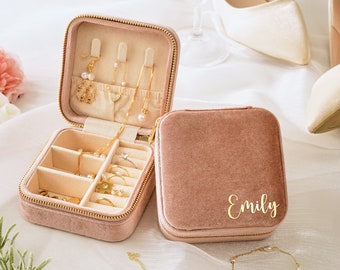 Personalized Jewelry Box, Bridesmaid Gift, Wedding Favors, Custom Jewelry Box, Travel Jewelry Case, Jewelry Organizer | 18th Birthday Gift