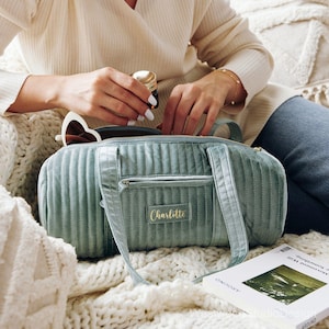 Benutzerdefinierte Samt Reisetasche, Brautjungfer Geschenke, Flitterwochen Tasche, Sporttasche, Geburtstagsgeschenk für sie, personalisierte Reisetasche, Weihnachtsgeschenk