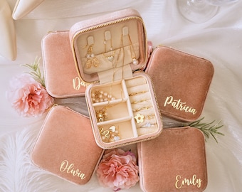 Personalized Jewelry Box, Bridesmaid Gift, Wedding Favors, Custom Jewelry Box, Travel Jewelry Case, Jewelry Organizer | 18th Birthday Gift