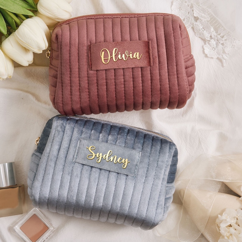 Custom Makeup Bag Personalised Bridesmaid Gifts Wedding Gift Travel Toiletry Bag Cosmetic Bag Birthday Gift Wedding Favors image 8