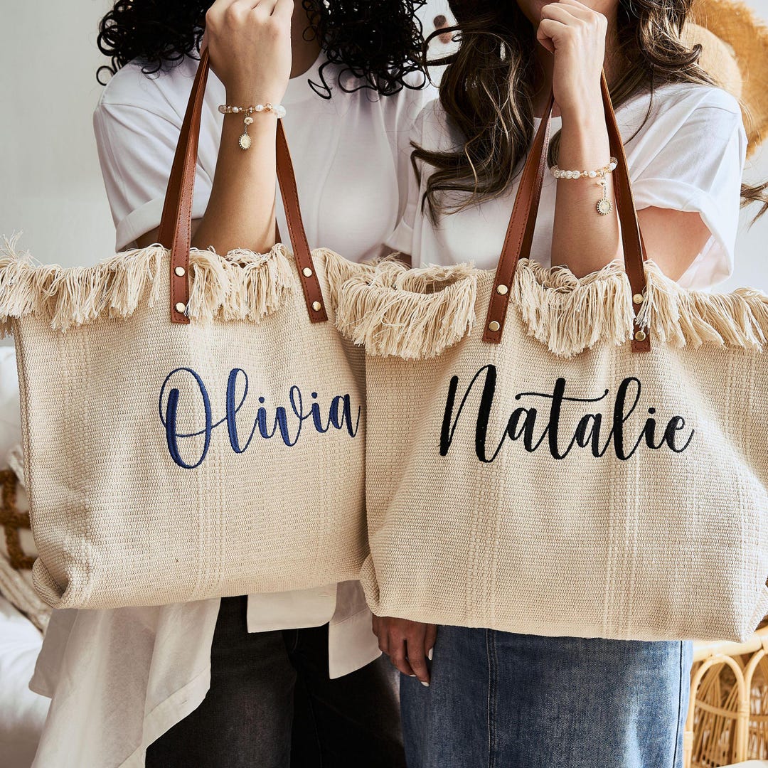 Borsa Tela Personalizzata Con Iniziali - Shopper Donna + Borsetta Cosmetici | Regalo Per Mamma, Amiche, Compleanni - Foto 5