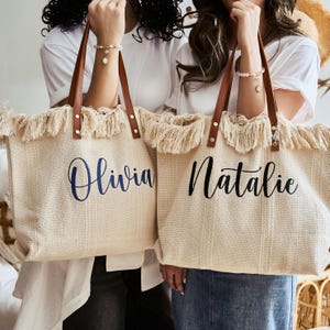 Personalisierte Brautjungfer Vorschlag Taschen, Canvas Taschen für Brautparty Geschenke, Bachelorette Party Taschen, Strandtasche, Geschenktaschen, Mädchen Reise Geschenk.