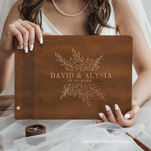 Personalized Wooden Guest Book – Custom Wedding Photo Album, Keepsake for Couples & Wedding Gifts image 4