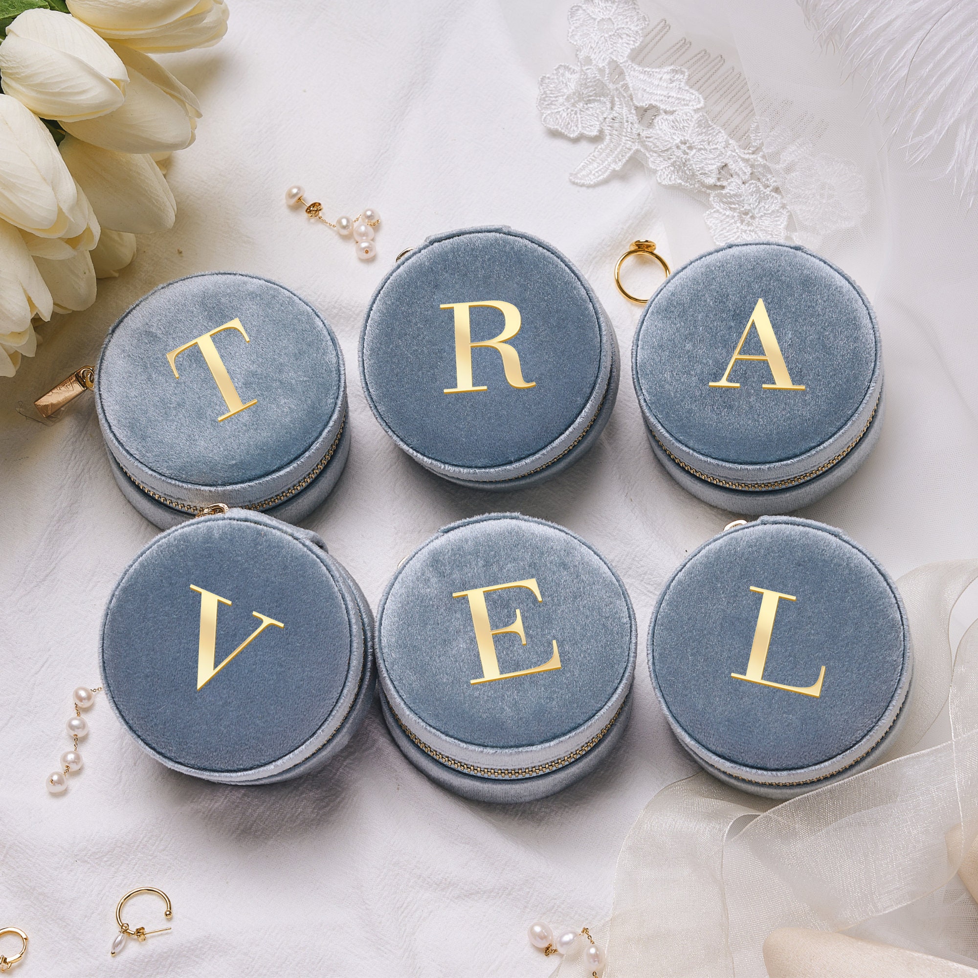 Personalisierte Schmuckschatulle, Brautjungferngeschenke, Hochzeitsgeschenke, personalisierte Schmuckschatulle aus Samt, Reiseschmucketui, Brautpartygeschenk, Geschenk für Mama