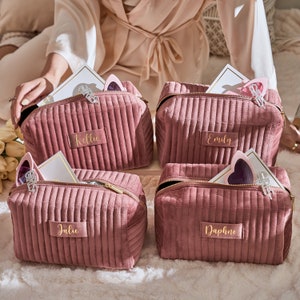 Trousse de maquillage personnalisée, Cadeaux personnalisés pour demoiselle d'honneur, Cadeau de mariage, Trousse de toilette de voyage, Trousse à cosmétiques, Cadeau d'anniversaire pour elle, Cadeau pour la fête des Mères image 9