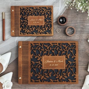 Personalized Wooden Guest Book – Custom Wedding Photo Album, Keepsake for Couples & Wedding Gifts image 9