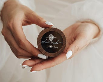 Personalized Wooden Wedding Ring Box with Clear Acrylic Cover, Custom Engraved Proposal Holder, Anniversary gift, Wedding Ring Bearer