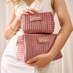 Benutzerdefinierte Make-up Tasche, personalisierte Brautjungfer Geschenke, Hochzeitsgeschenk, Reise-Kulturtasche, Kosmetiktasche, Geburtstagsgeschenk für sie, Muttertagsgeschenk