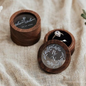 Personalized Wooden Wedding Ring Box with Clear Acrylic Cover, Custom Engraved Proposal Holder, Bridal Gift For Her, Wedding Ring Bearer