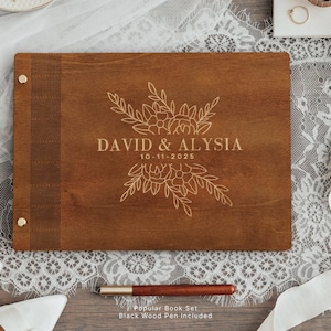 Personalized Wooden Guest Book – Custom Wedding Photo Album, Keepsake for Couples & Wedding Gifts image 3