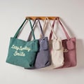 Personalized Embroidered Corduroy Tote Bag, Custom Zipper Tote Bag, Gift For Her, Bachelorette Gifts, Bridesmaid Gift, Summer Tote Bag