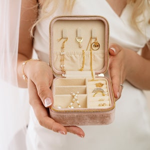 Personalized Jewelry Box, Bridesmaid Gift, Wedding Favors, Custom Jewelry Box, Travel Jewelry Case, Jewelry Organizer Mother's Day Gift image 7