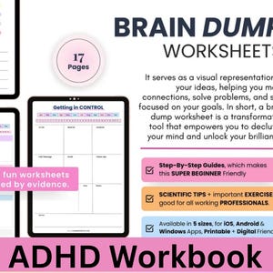 ADHD Brain Dump Extra Planner Pages Printable Happy Planner Neurodivergent Minds ADHD worksheets ADHD workbook executive function Digital