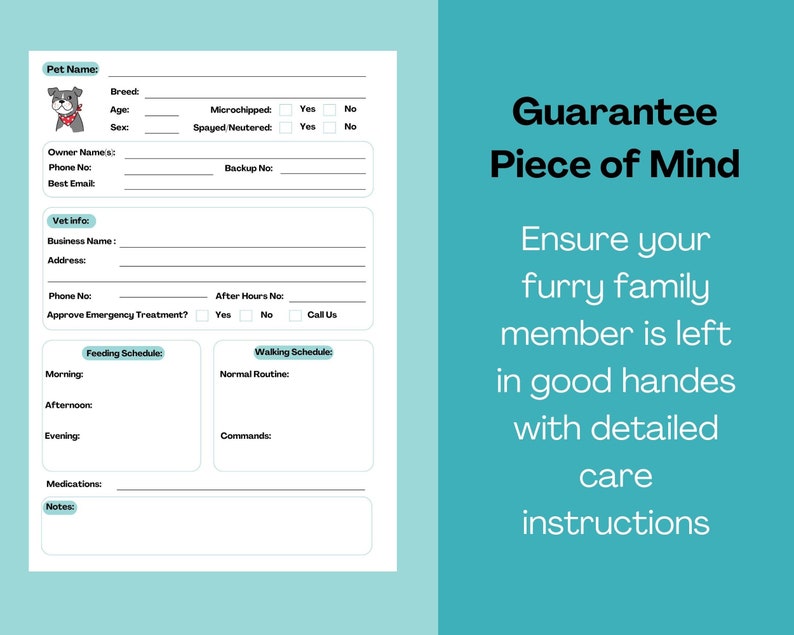 Pet Sitter Notes Pet Sitting Instructions Cat Sitter Etsy