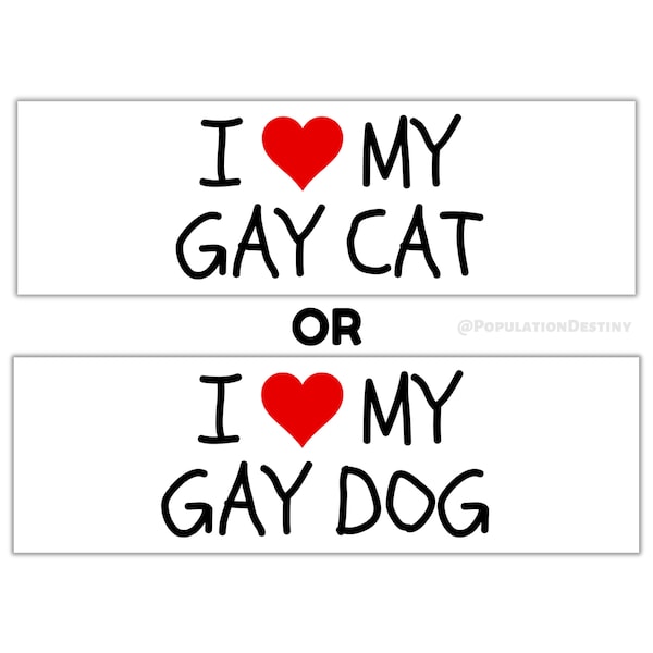 i love my gay cat | dog | funny gen z ironic meme laptop sticker | bumper sticker | vinyl decal