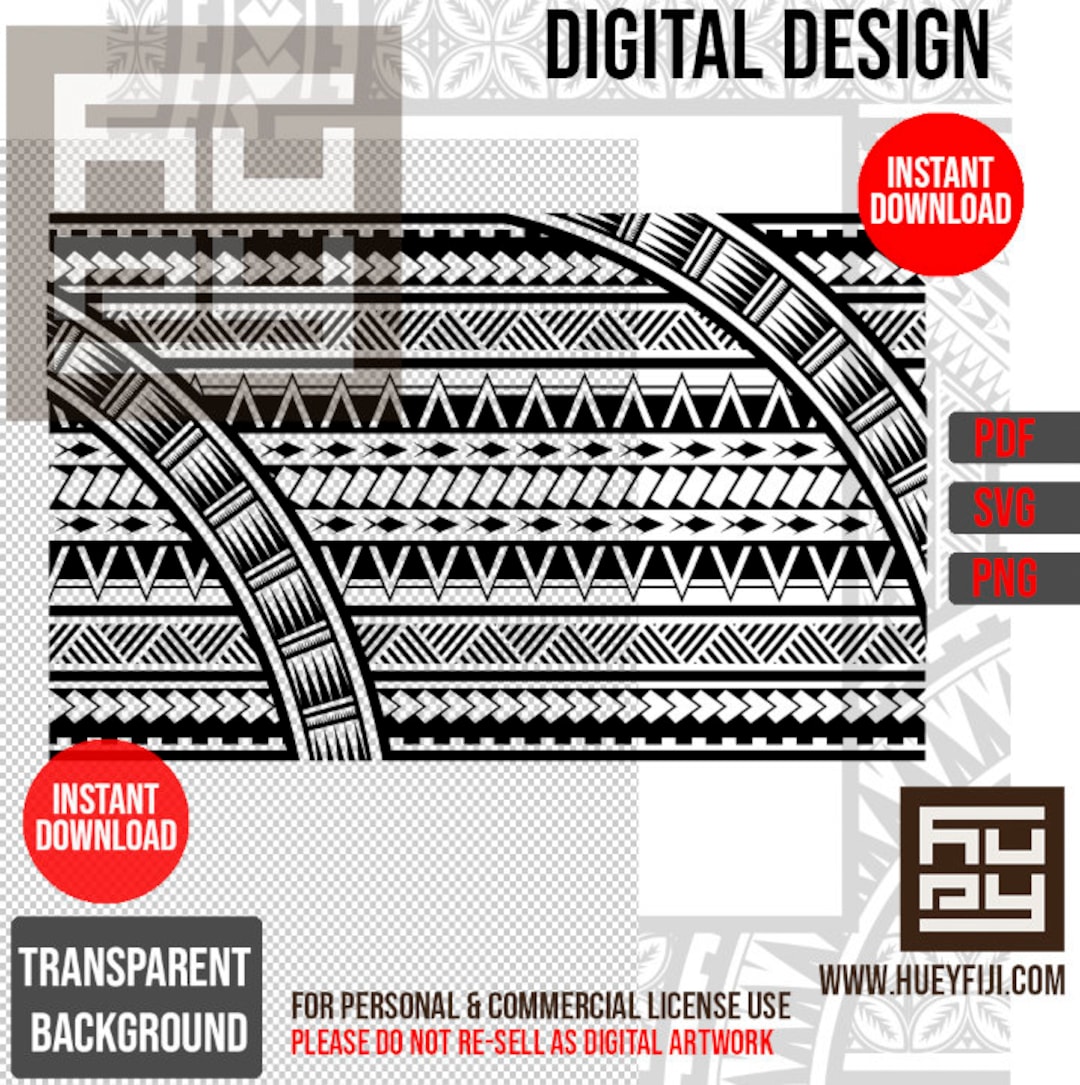 Samoan Tatau Siapo Polynesian Seamless Pattern SVG Clipart Digital