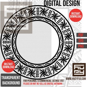 Tongan Kupesi Ngatu Tribal Polynesian Tattoo Pattern Circle Frame - Digital Design | Commercial License - Instant Download SVG