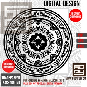 Fiji Kesakesa Tapa Masi Pattern Digital SVG Design 30cmx30xm PNG High Resolution Polynesian Art Print - Commercial License