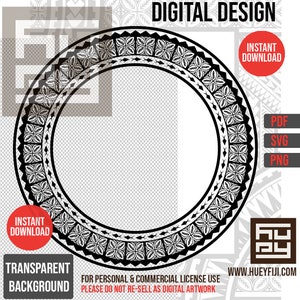 Samoan Tatau Polynesian Tribal Circle Frame Pattern 12inch SVG - Digital Download - Instant Download | Commercial License