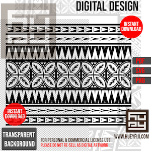 Samoanisches Siapo 20x10inch Polynesian Tribal Tattoo Muster - SVG | PNG - Sofort Download | Persönliche und kommerzielle Lizenz