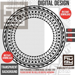 Samoan Tatau Polynesian Tribal Circle Tapa Frame Border SVG Art Print - Digital Design - Instant Download | Commercial License