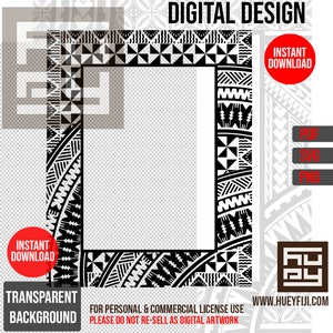 Fijian Kesakesa Masi Tapa Tribal Pattern Digital 8x10inch Square Frame | SVG Cut file - Personal & Commercial License