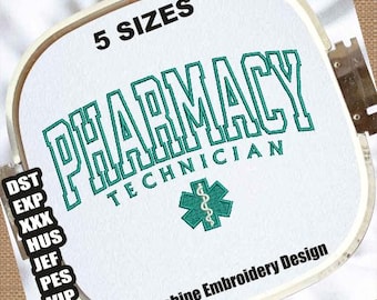 Apothekentechniker Buchstaben Stickdatei | Medizinisches Logo (Digitale Datei)