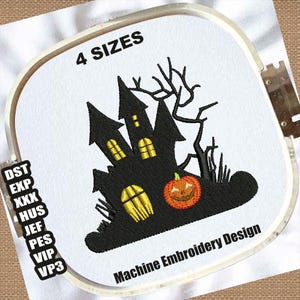 Halloween House Machine Embroidery Designs | Halloween Embroidery Patterns | Halloween Pumpkin DST PES Embroidery Files | House Embroidery