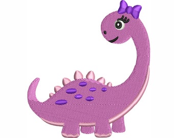 Girls Dinosaur Embroidery | Baby Dinosaur Girl Dst file | Cute Dinosaur Pes file | Dinosaur Embroidery Design | Dinosaur Animals Exp files