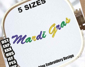 Mardi Gras Letters - Machine Embroidery Design (Digital File)