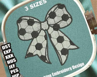 Soccer Coquette Machine Embroidery Designs | Sport Coquette Bow Embroidery Patterns | Football Coquette Bow Embroidery File | Bow Embroidery