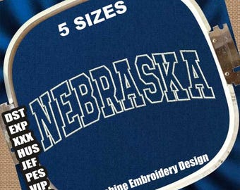 Nebraska Outline Letters Embroidery Design | 5 Sizes (DST PES EXP)