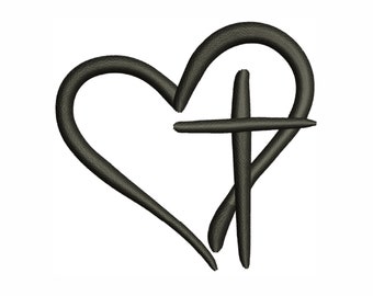 Cross With Heart Embroidery Design | Cross Heart Dst file | Christian Cross Heart Pes file | Cross Embroidery Design | Cross Heart Sew file