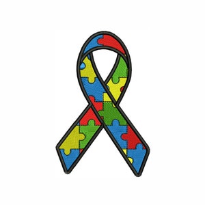 Autism Ribbon Embroidery Design | Autism Puzzle Dst file | Autism Symbol Pes file | Autism Ribbon Puzzle Embroidery Design | Autism Sew file